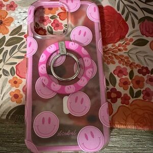 Pink Smiley Phone Case with Ring Stand